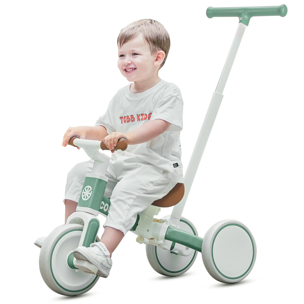 3 in 1 Toddler Tricycle for Girls, Convertible Kids Balance Bike with Removable Push Handle, Soft PU Seat, Quiet EVA Wheels & Carbon Steel Structure, Anti-slip Handlebar Ride On Toy, Birthday Gift for 1 2 3 4 Year Old
