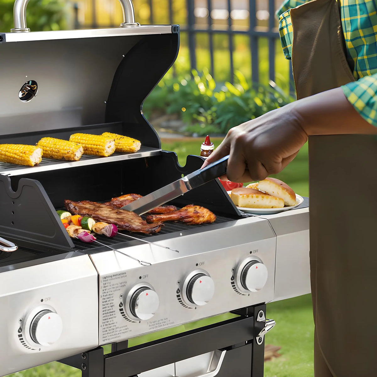 Propane Gas Grill Sear And Side Burner Stainless Steel