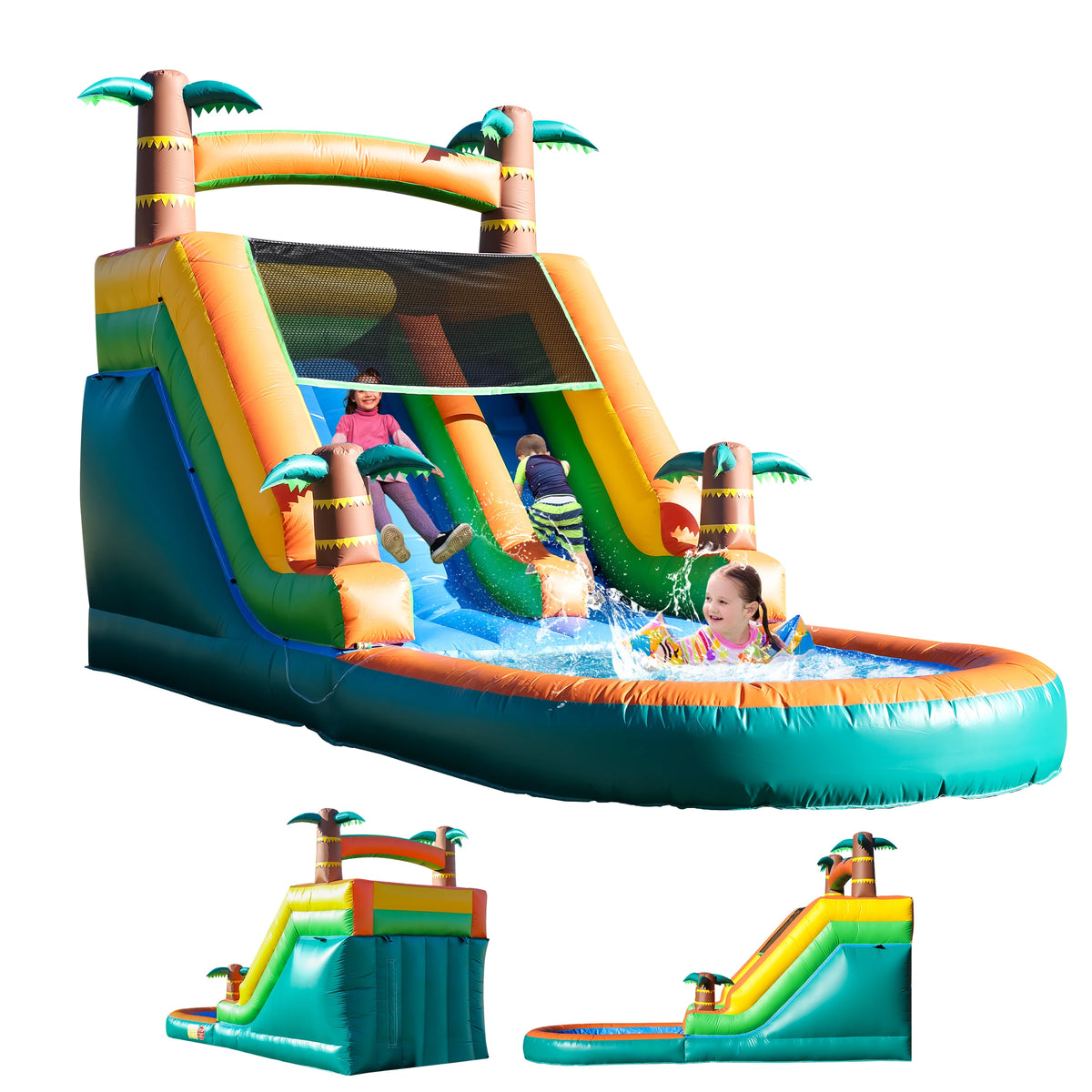 21FT Tropical Water Slide Bounce House Commercial Inflatable Playground 750W Blower for Children's Entertainment