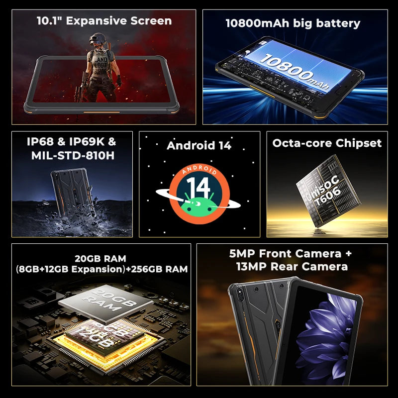 Hotwav R10 Pro Rugged Tablet Android 14 Octa Core 4G