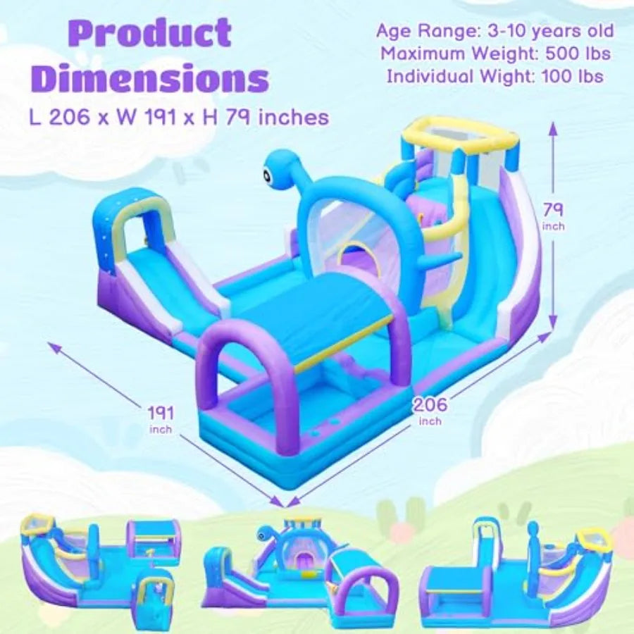 OLOEY Inflatable Water Slide With Climbing Wall And Water Cannon