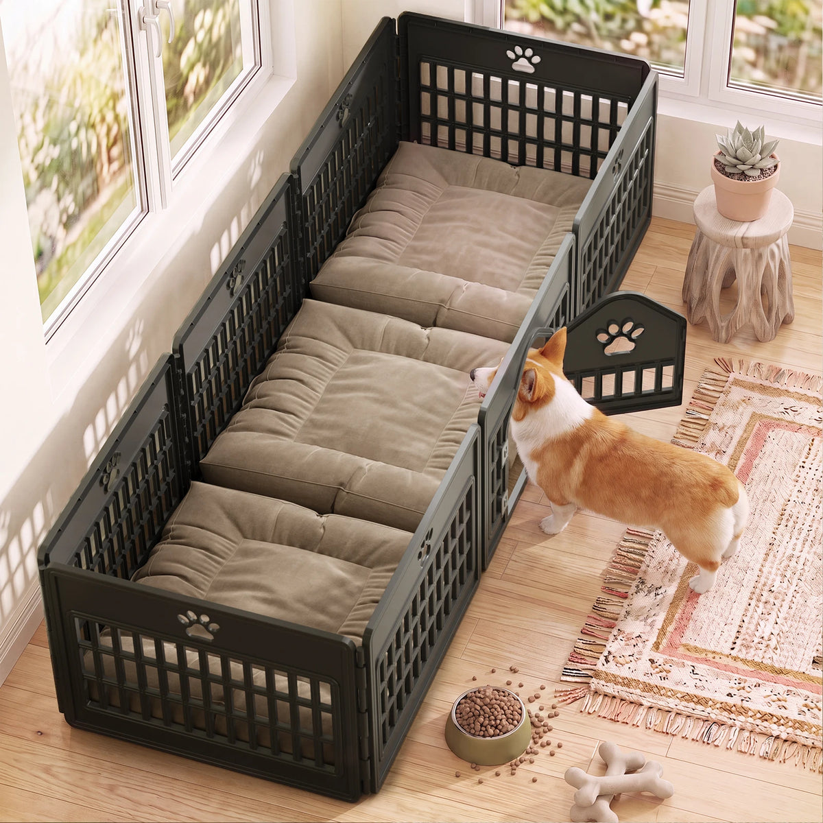 Jhk Durable Plastic Dog Playpen For Indoor And Outdoor Use