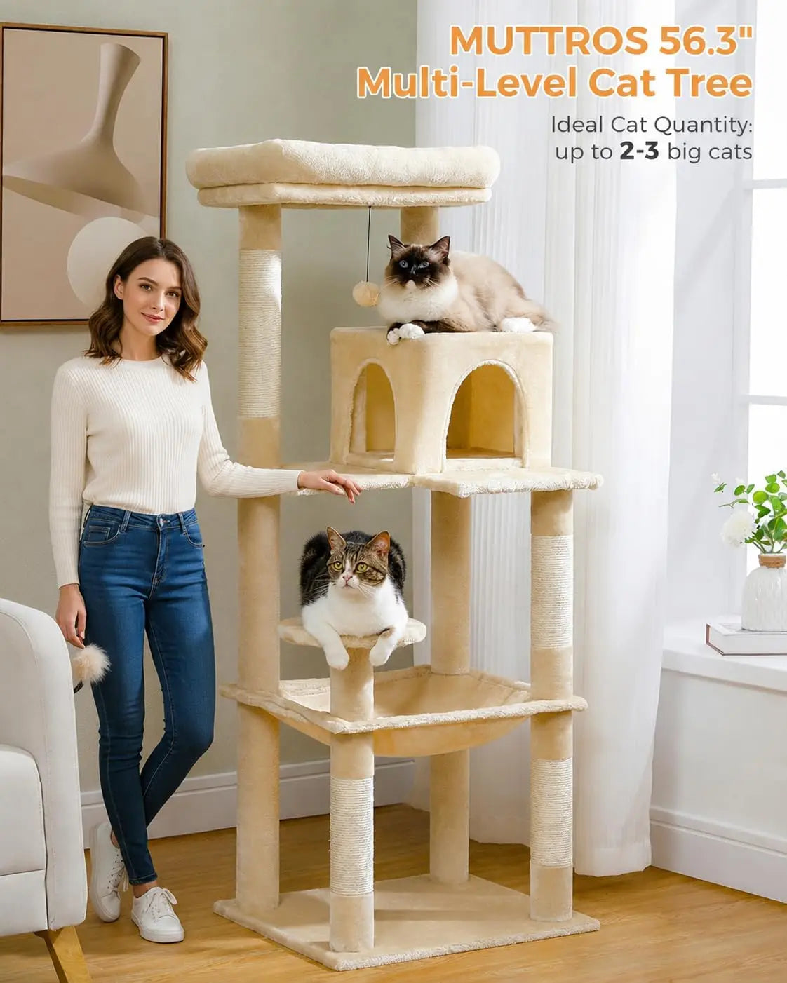 Muttros Six Tier Cat Tower With Hammock And Scratching Posts