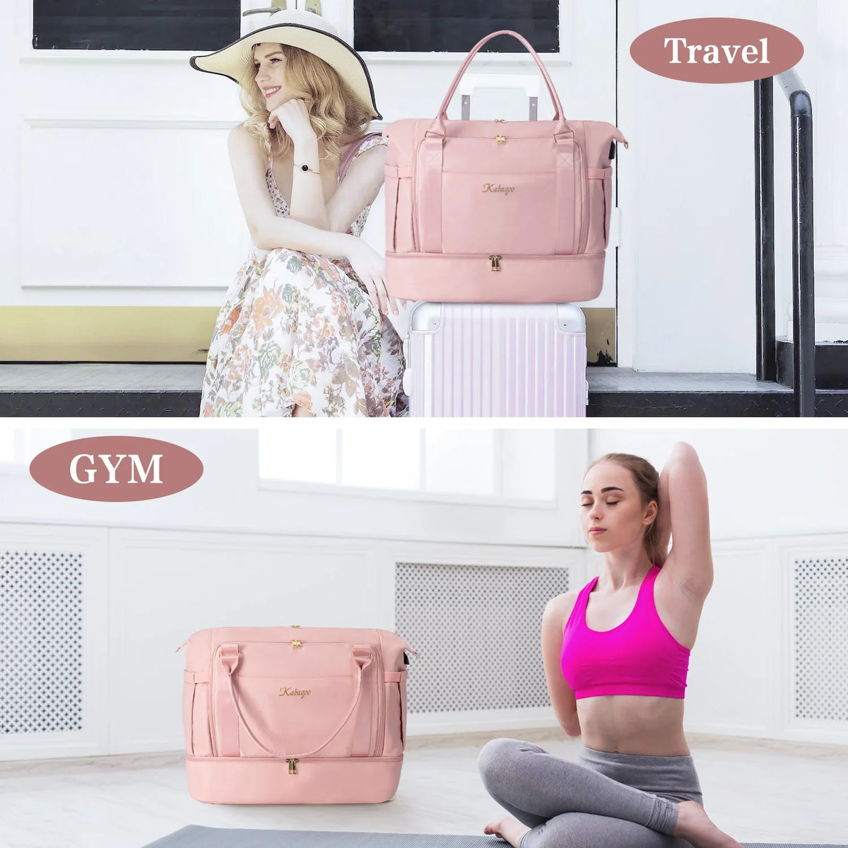 Kabaqoo Waterproof Travel Gym Bag With Shoe Compartment