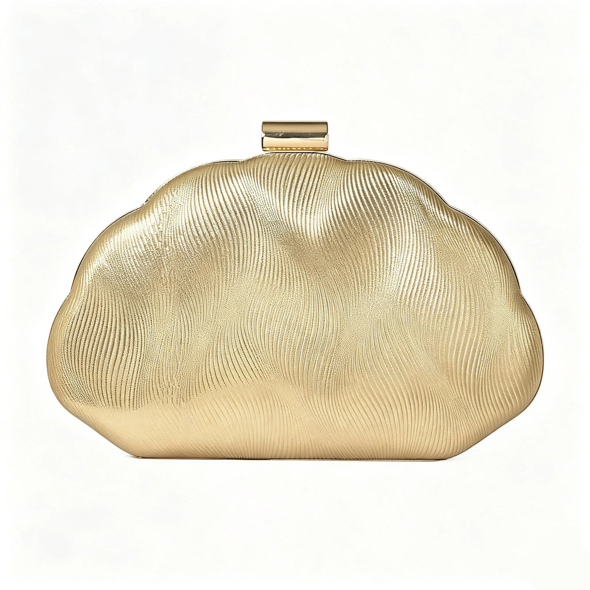 Women Cloud Shape Metallic Sequined Clutch Bag With Crossbody Chain