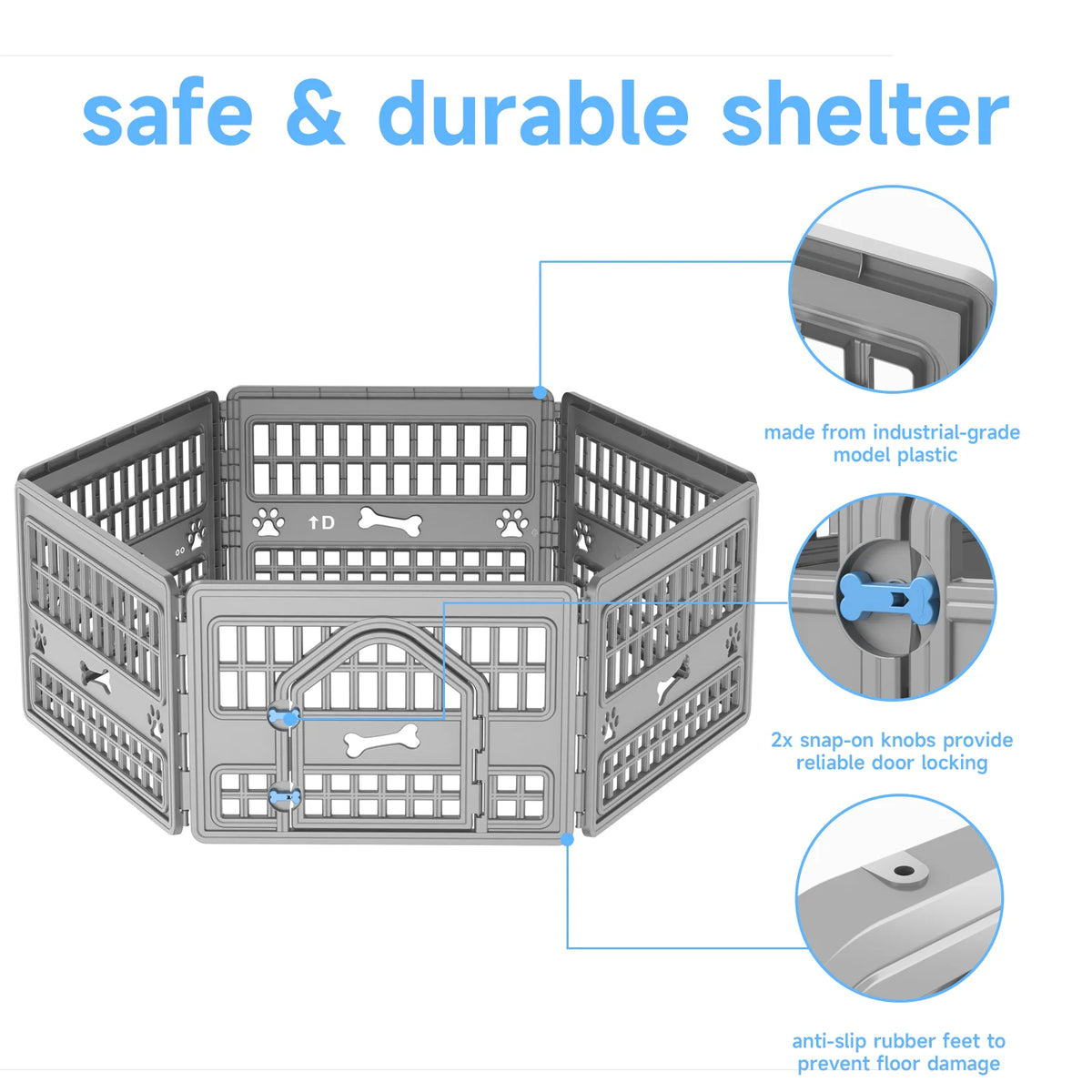 Foldable Hexagonal Dog Playpen With Secure Lockable Door
