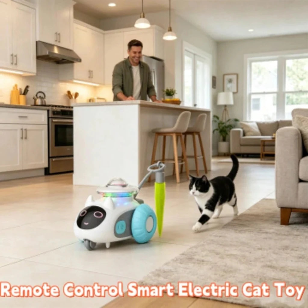 Usb Rechargeable Obstacle Avoidance Cat Toy Robot With Smart Remote Control