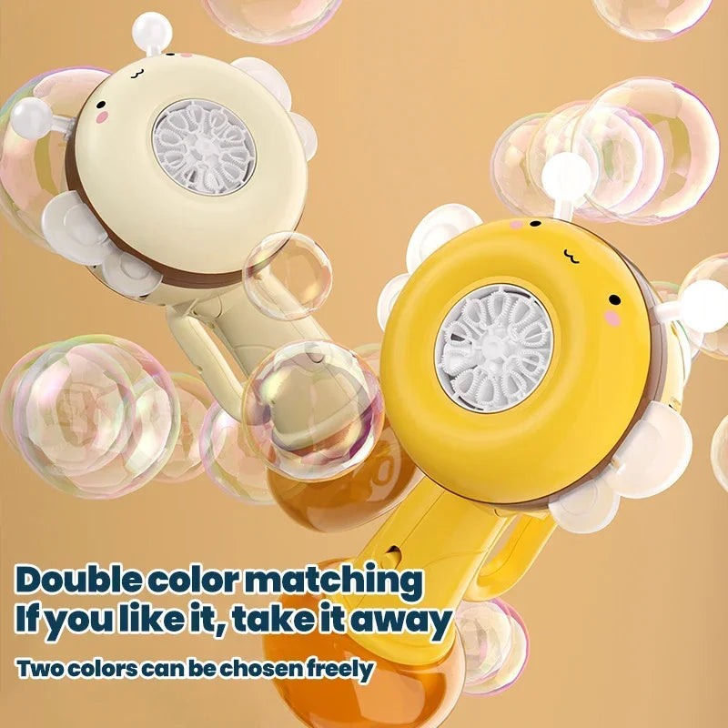 Electric Bubble Gun Blower Cartoon Bee Machine Automatic Soap Bubbles Blowing Handheld One Key Bubble Maker Toy for Kids Gifts