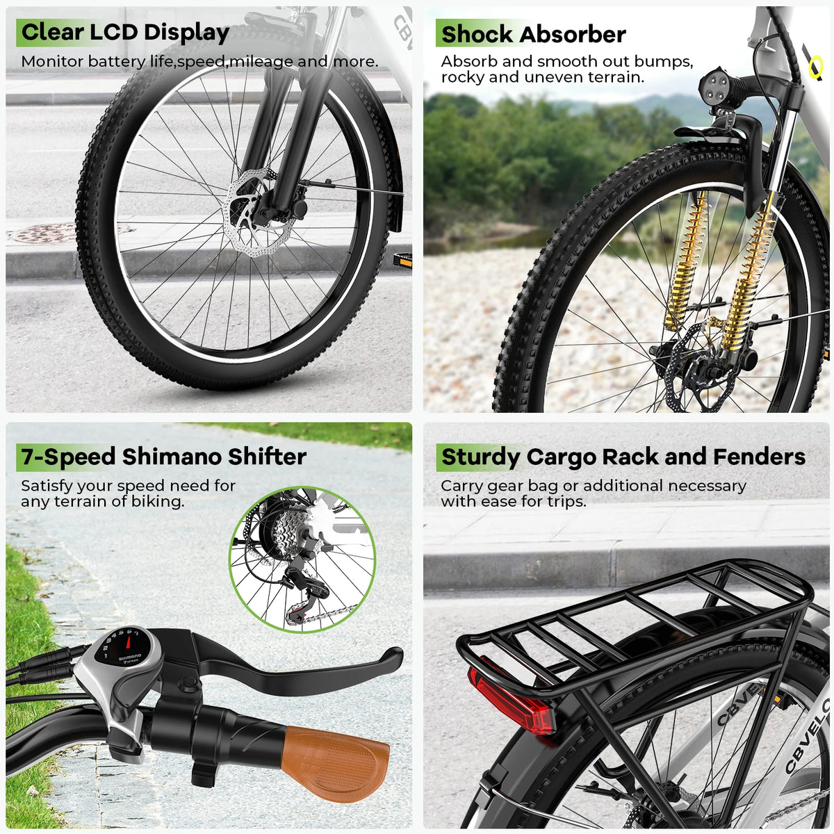 Cybervelo 1000W Peak Electric Bike With Removable Battery
