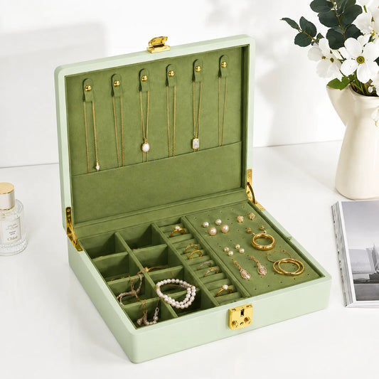 Oirlv Velvet Jewelry Organizer With Lock and Travel Storage Case
