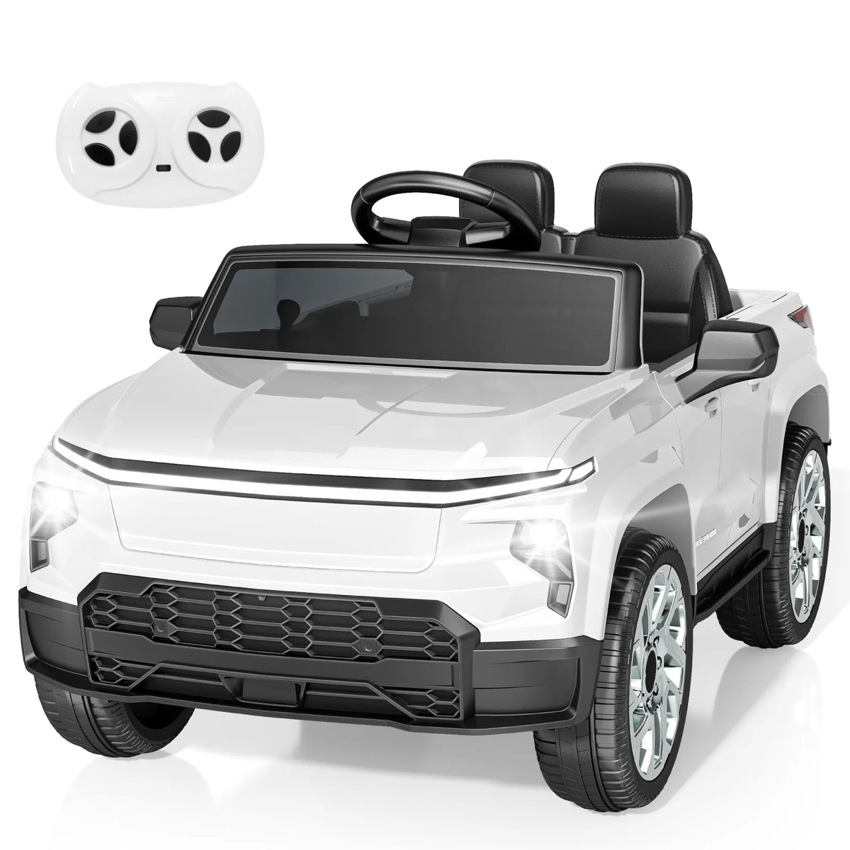 24V Ride On Toys, Licensed Chevrolet Silverado LT Trail Boss Ride-On Truck, 2-Seater Electric Car for Kids with Remote Control, Safety Belt, Truck Bed Storage, LED Lights & Music