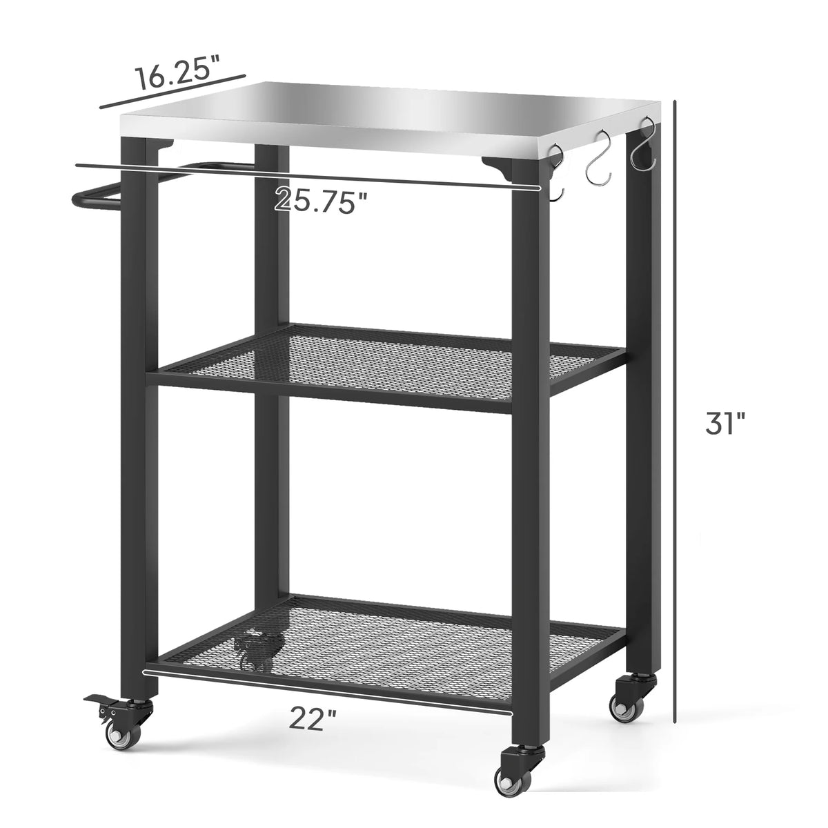 Outsunny Stainless Steel Outdoor Movable Grill Cart Food Prep Table