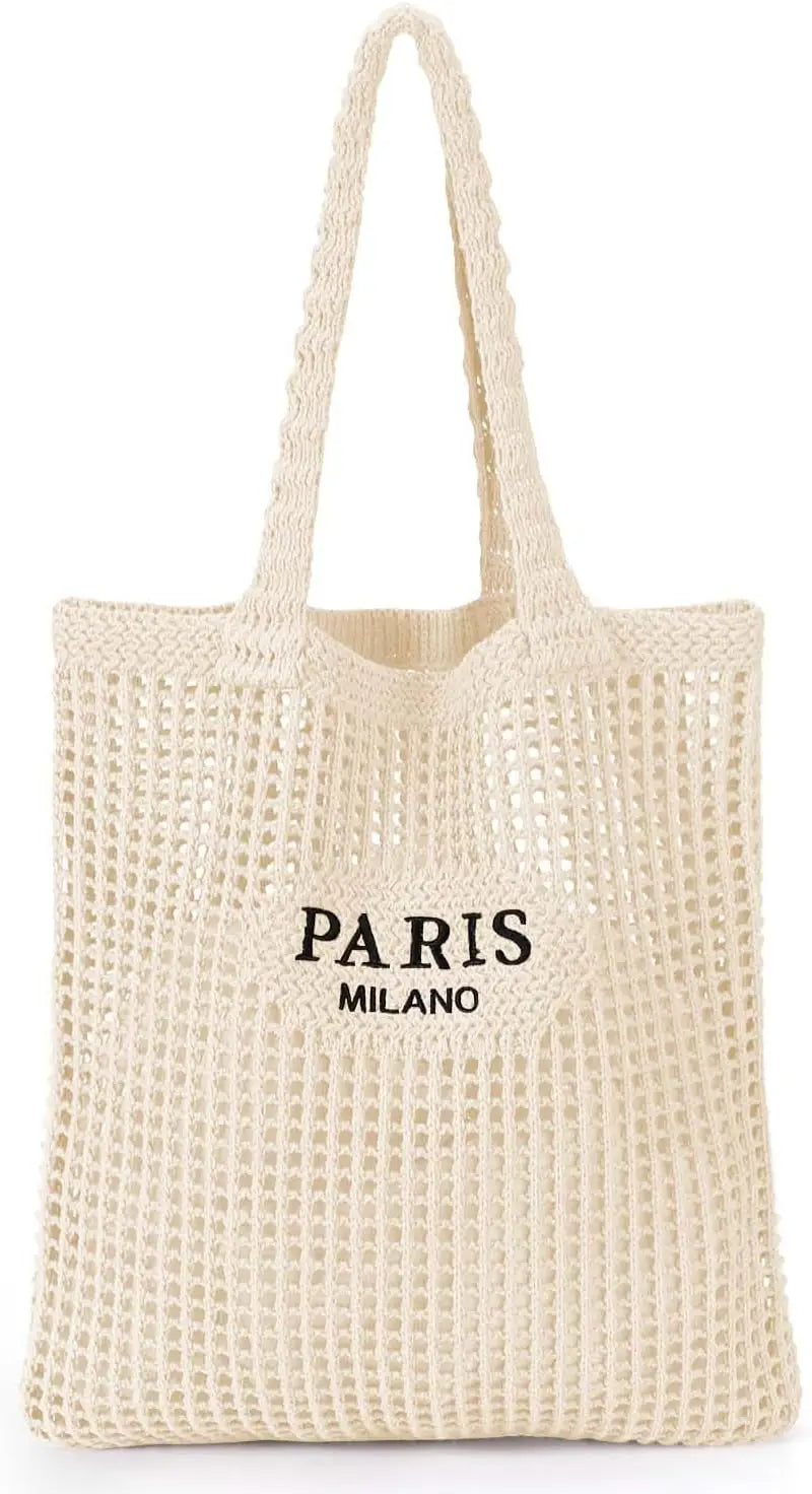 Hatisan Crochet Mesh Bohemian Tote Bag For Women Knit Purse