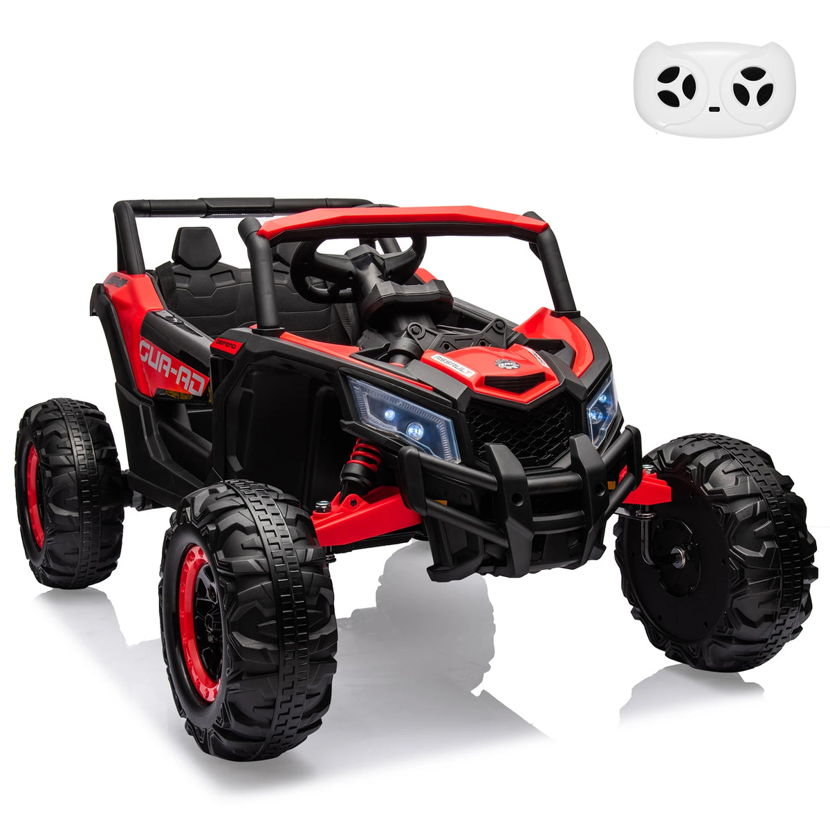 24V Kids Ride On UTV Car With Remote Control, Dual Motors, EVA Tires, Spring Suspension, LED Lights, USB Music, 2 Seat Electric Toy