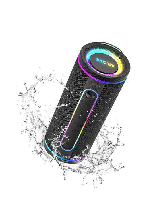 MLOVE E80 Portable Bluetooth Speaker IPX7 Waterproof RGB Lighting