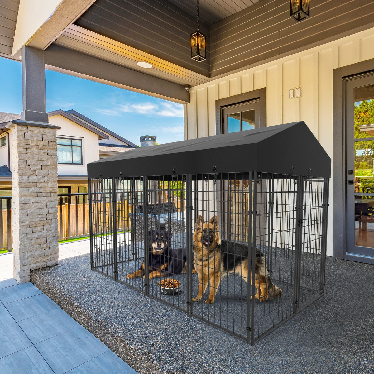 Bingopaw Outdoor Dog Kennel With Durable Weatherproof Canopy