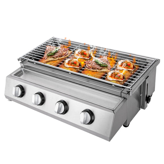 Stainless Steel 4 Burner Portable Propane Gas Grill Smokeless Design