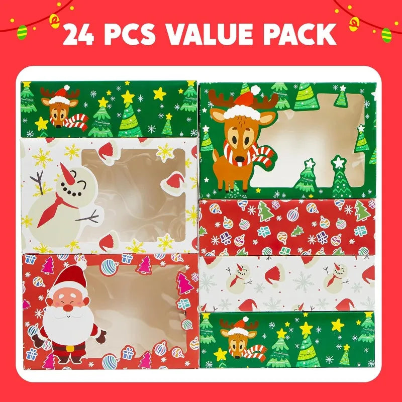 Joyfy Christmas Foil Treat Boxes With Window For Cookies and Pastries