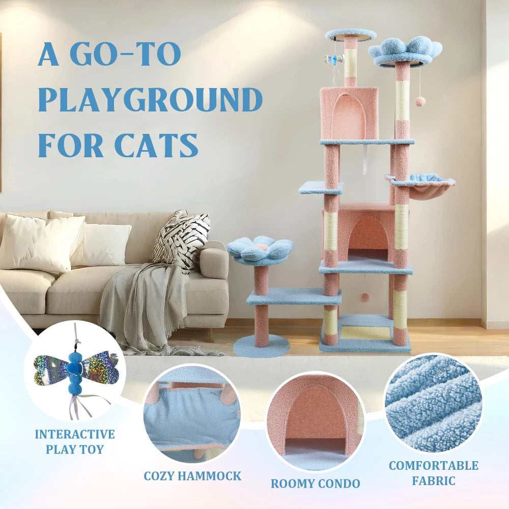 Multi Level Cat Tree With Cozy Condo And Soft Hammock