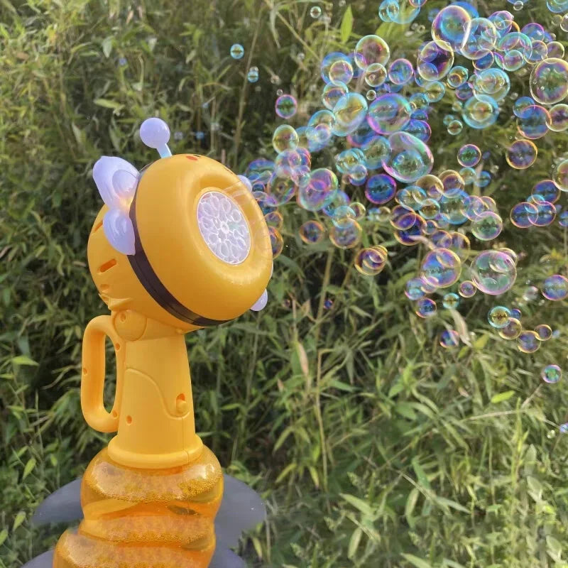 Electric Bubble Gun Blower Cartoon Bee Machine Automatic Soap Bubbles Blowing Handheld One Key Bubble Maker Toy for Kids Gifts