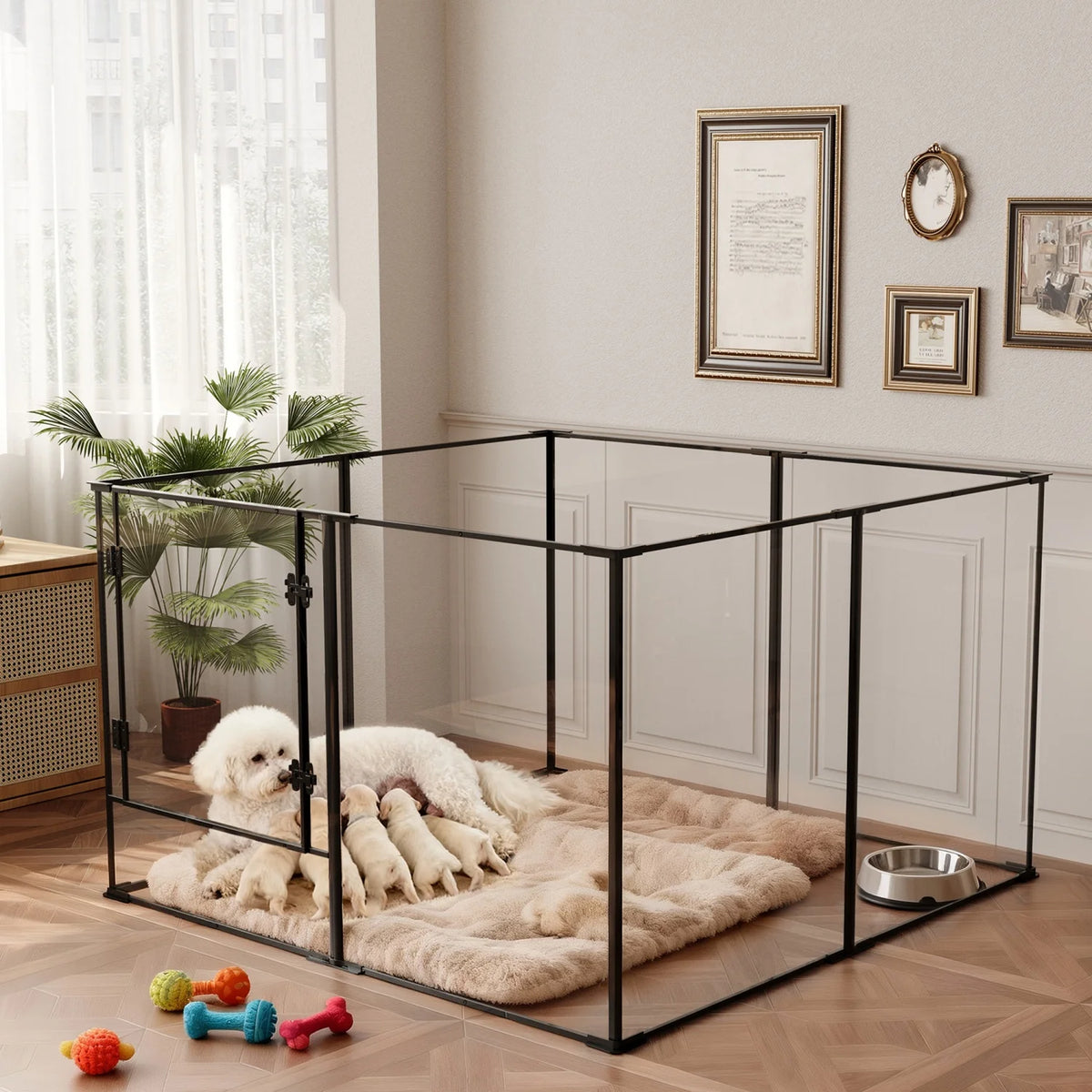 BINGOPAW Clear Acrylic Dog Playpen For Small Animal Pets