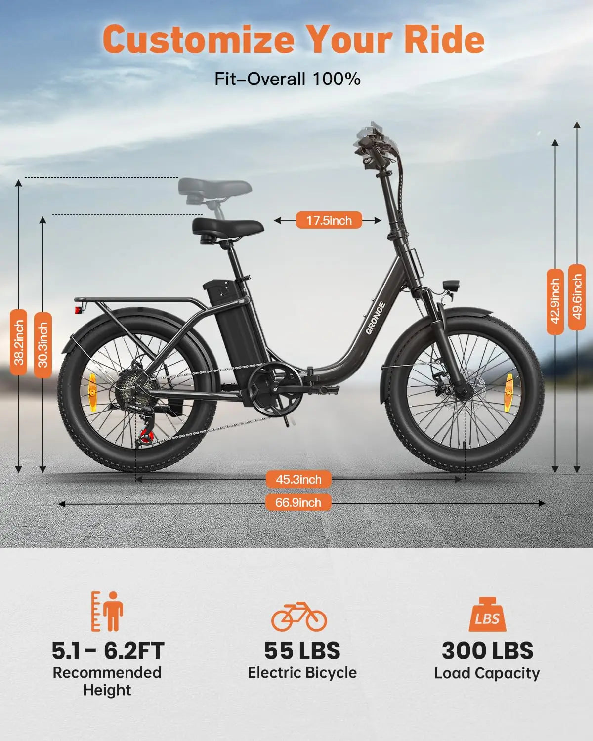 Qronge Mirage 1000W Removable Folding Electric Bike