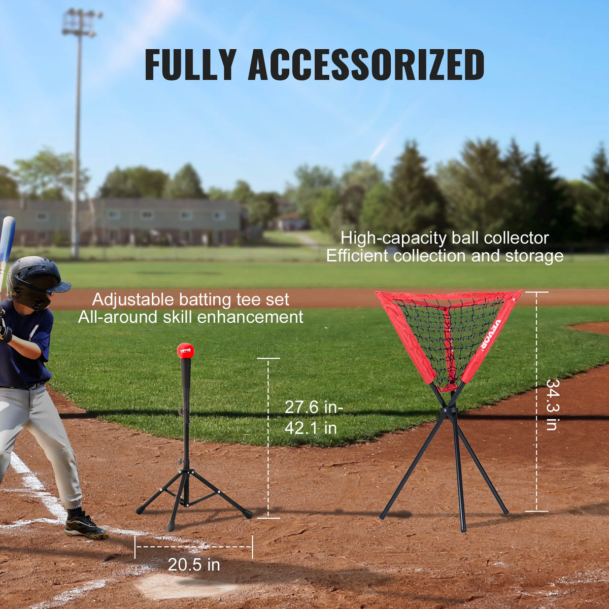 SucceBuy Baseball Practice Net With Ball Collector And Carry Bag