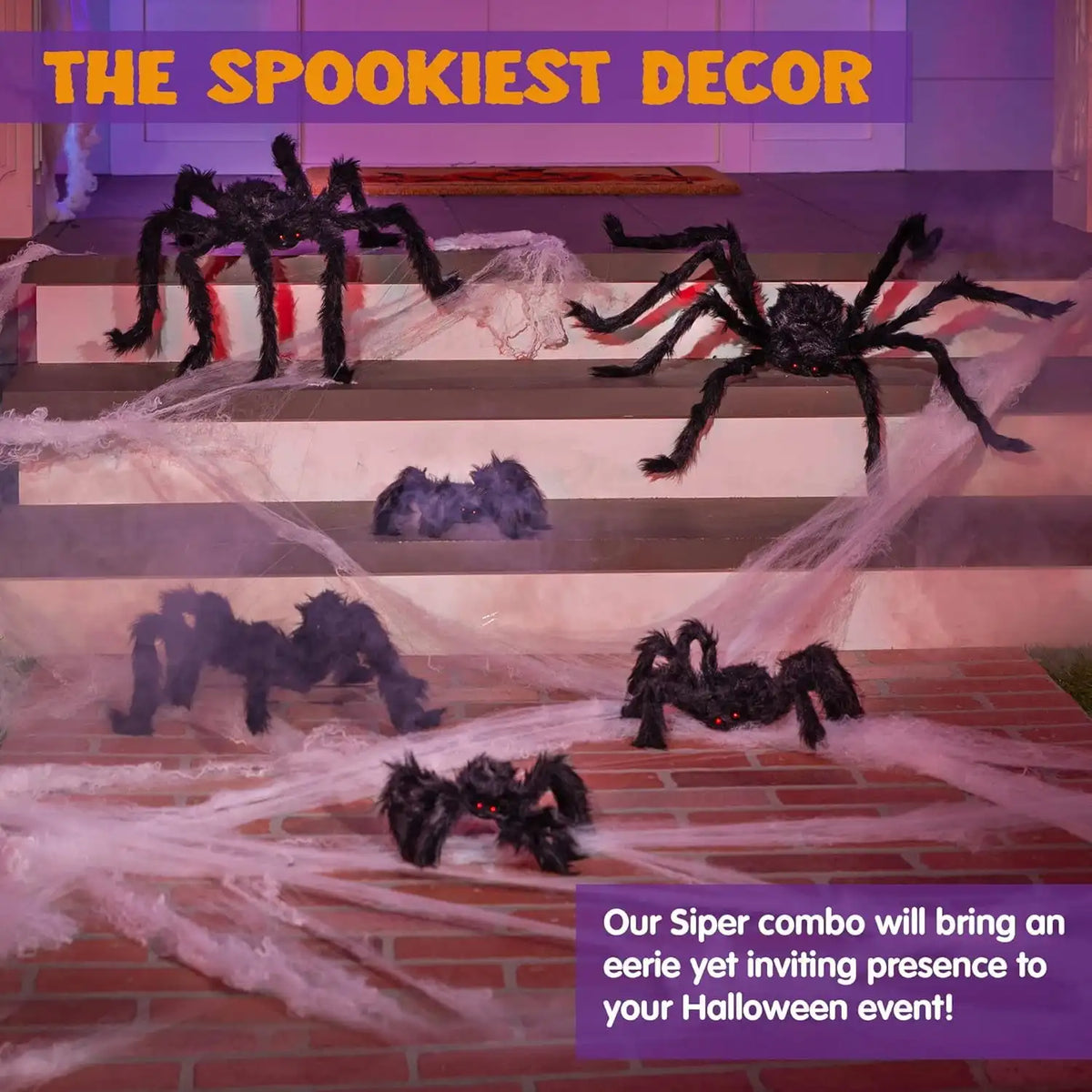 3 Pack 5 FT Giant Spider Halloween Decorations Scary Spider Halloween Decorations Outdoor Party Yard Decorations