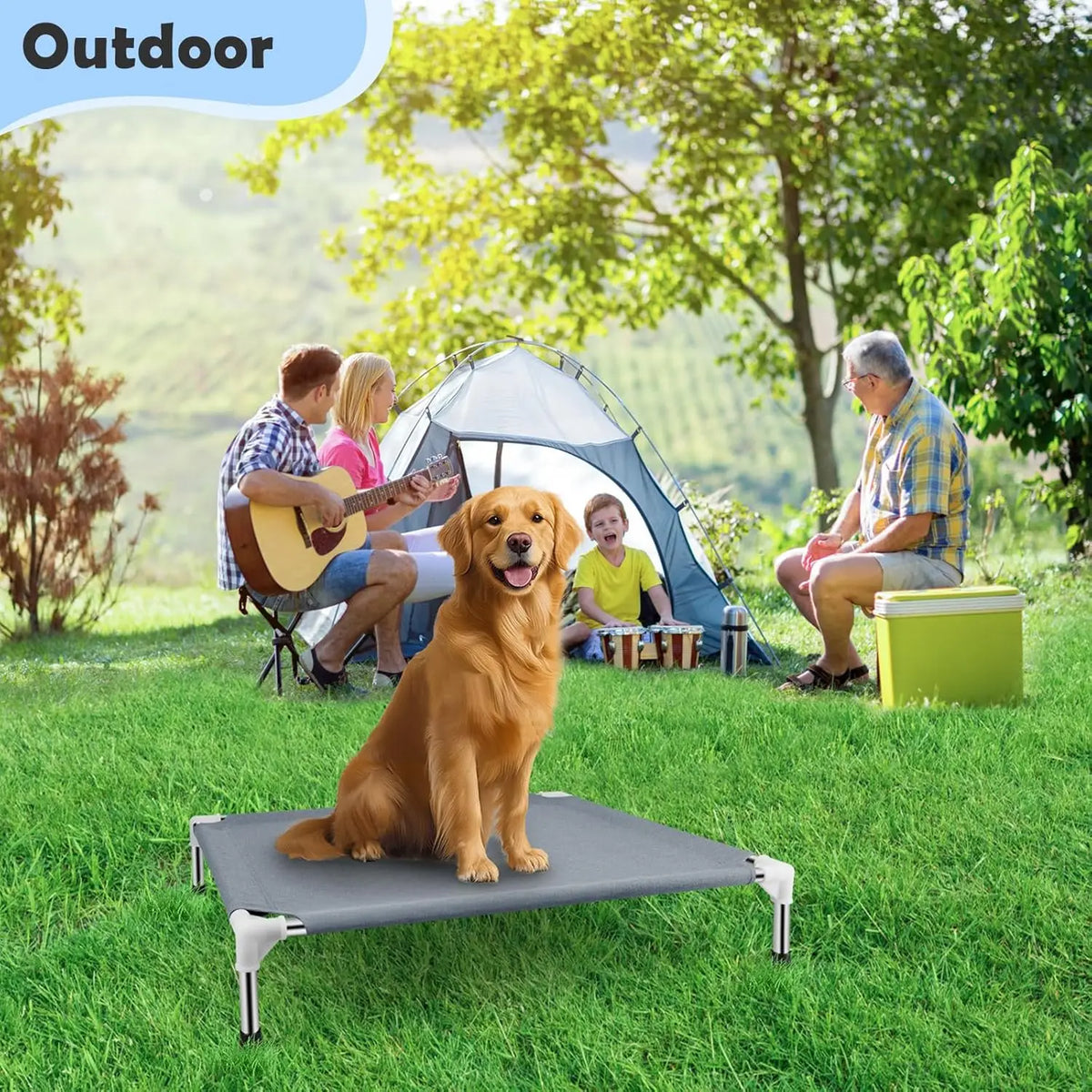 Breathable Elevated Cooling Pet Cot With Anti Slip Frame