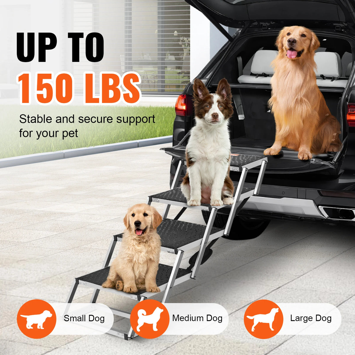 SucceBuy Lightweight Aluminum Dog Car Stair For Vehicles