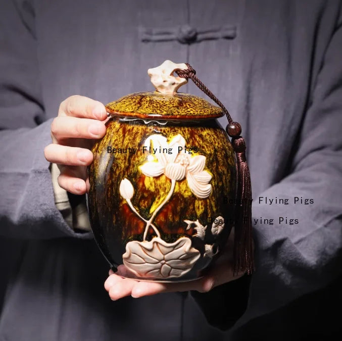 Premium Ceramic Pet Urn For Dog And Cat Memorial Keepsake