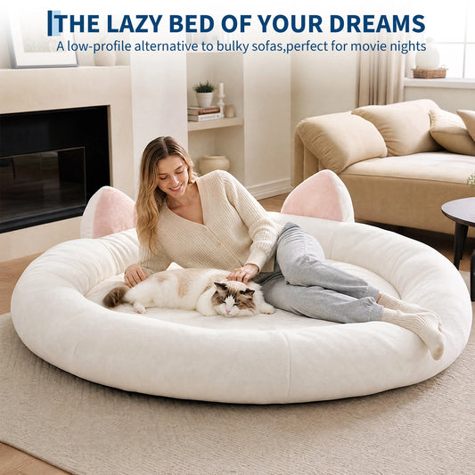 Orthopedic Memory Foam Round Pet Couch With Supportive Bolsters