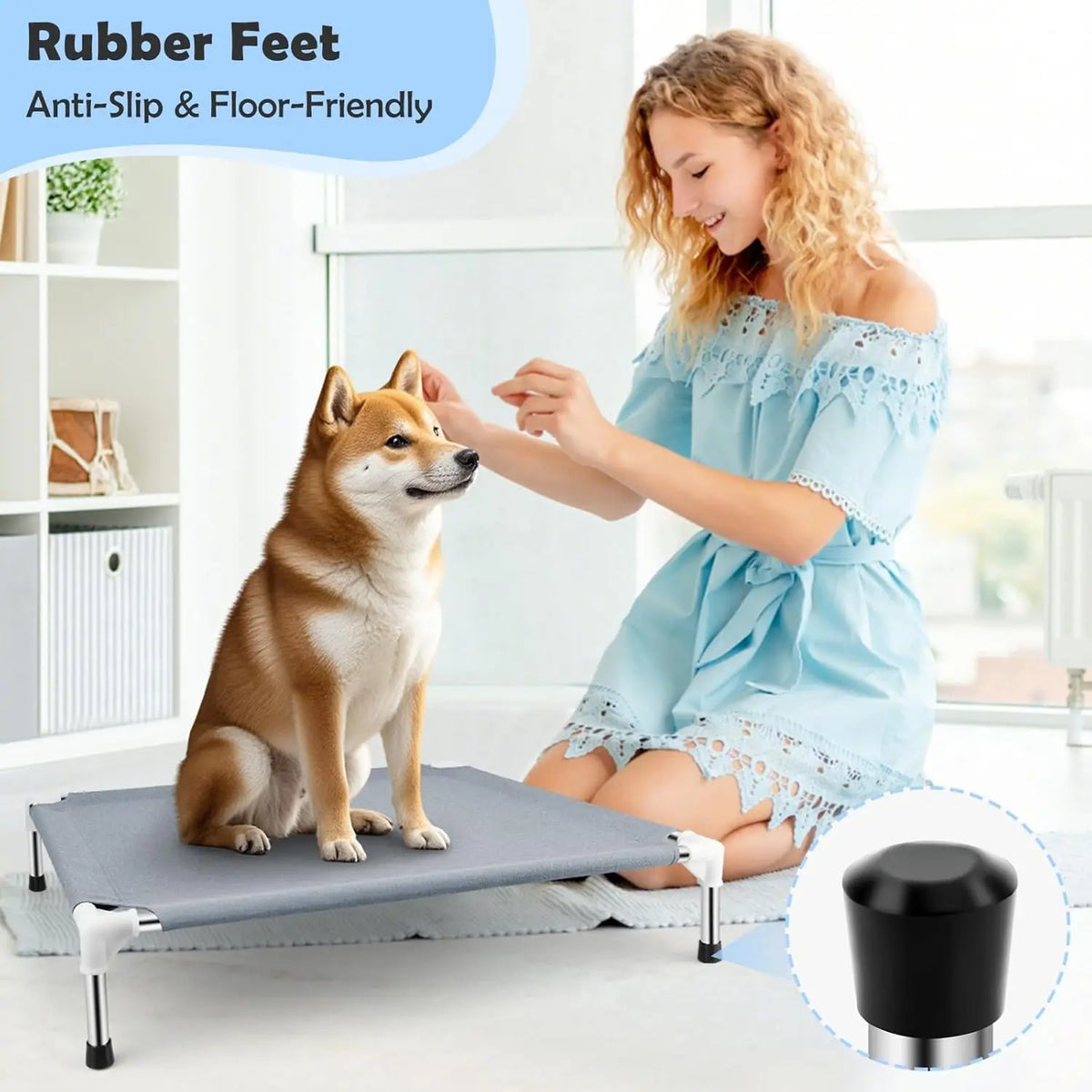 Breathable Elevated Cooling Pet Cot With Anti Slip Frame