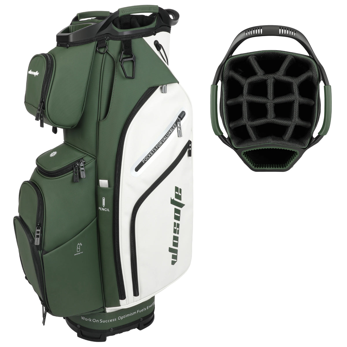 Lightweight PU Leather Golf Cart Bag With Multiple Pockets