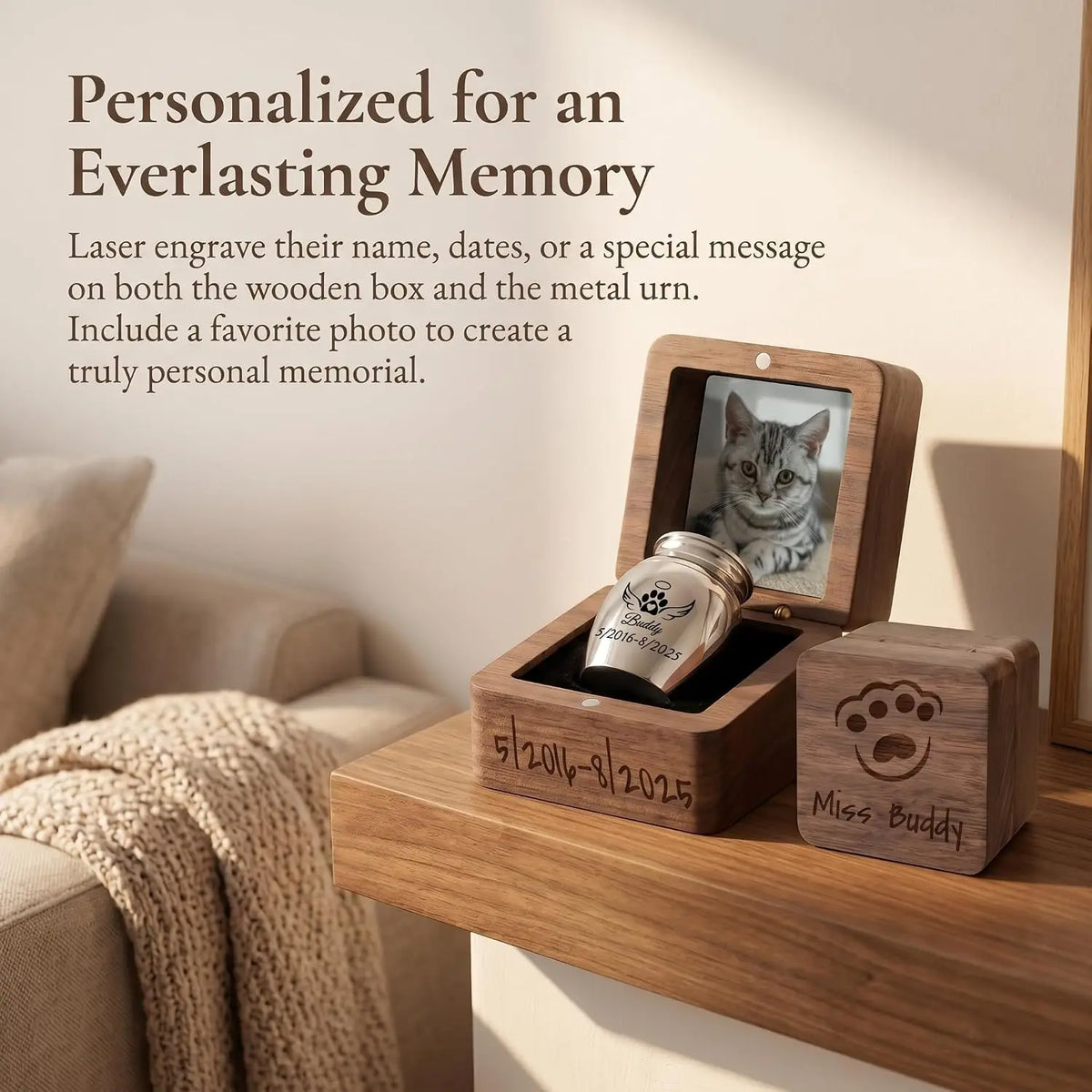 Custom Personalized Pet Memorial Urn For Dogs And Cats Keepsake