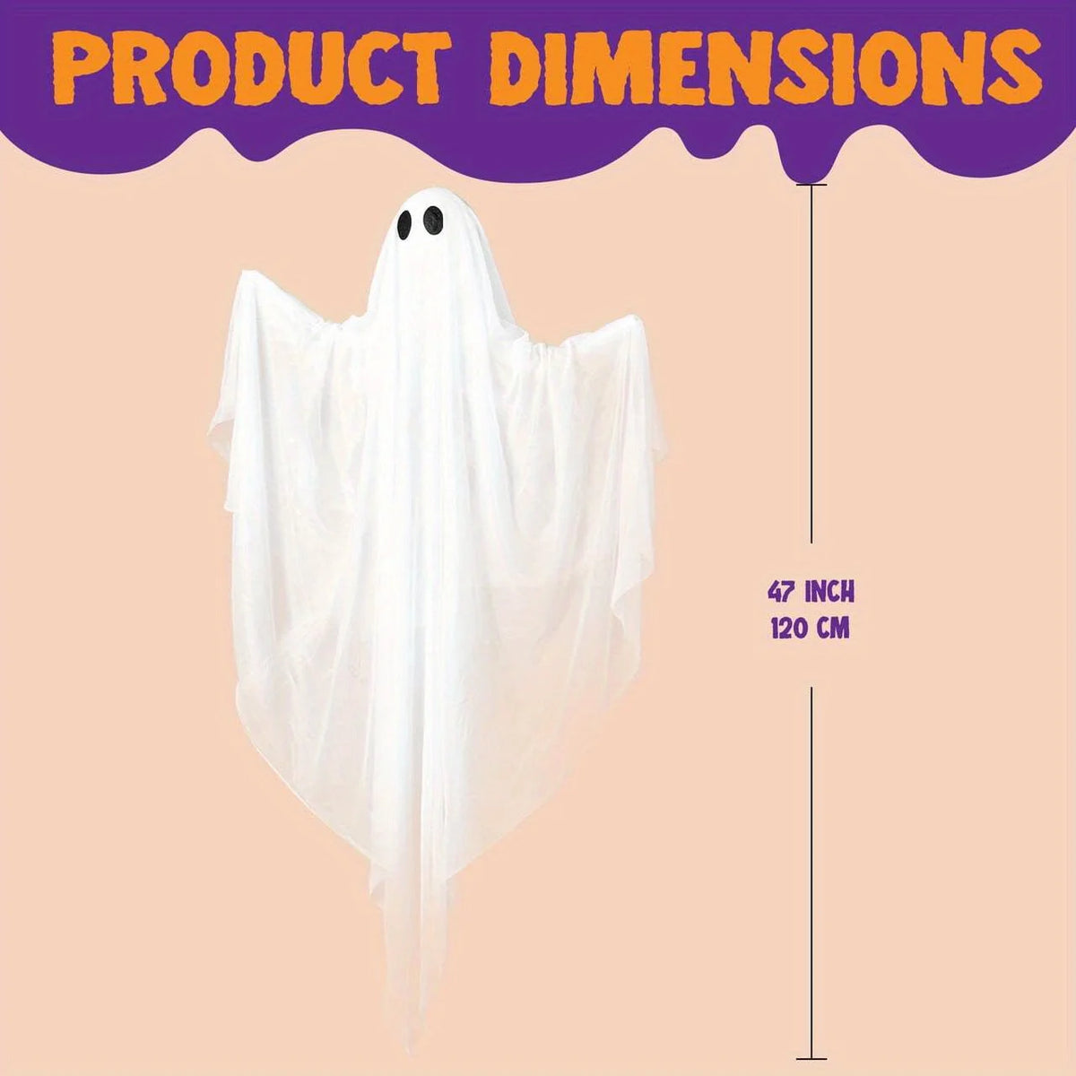 47 inch Halloween Decorations Outdoor Hanging Ghost Light up White Ghosts with Spooky Warm White LED Light, Halloween Outdoor Yard Porch Decorations, Haunted House Decorations