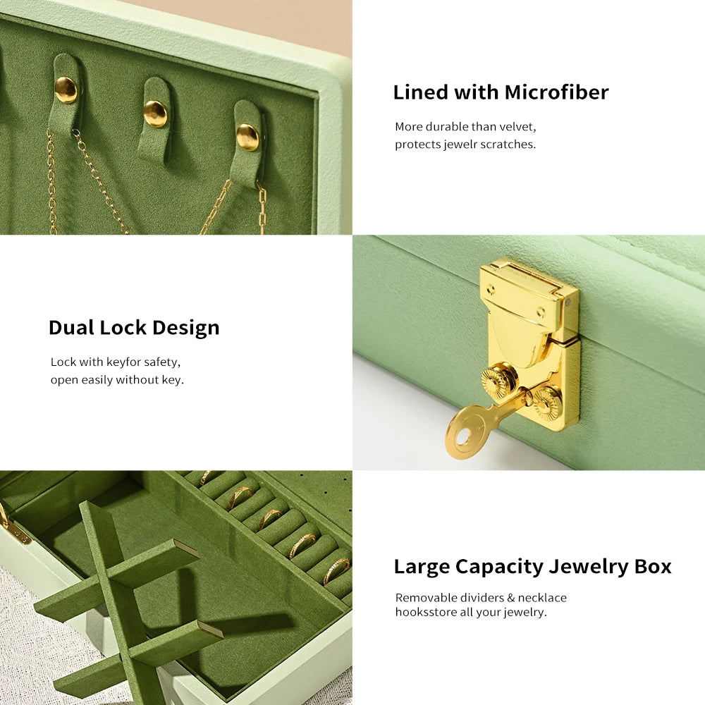 Oirlv Velvet Jewelry Organizer With Lock and Travel Storage Case