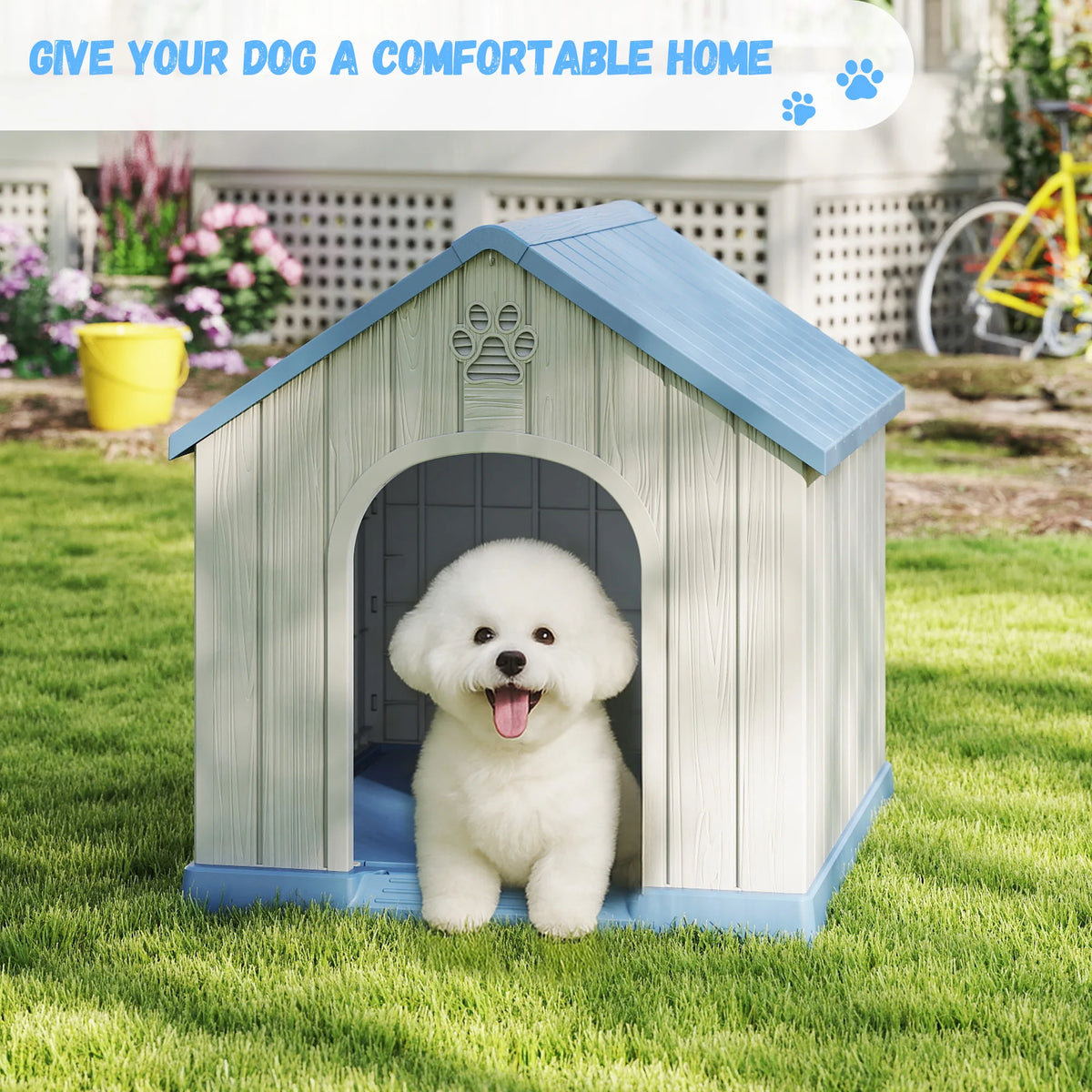 Weatherproof Plastic Dog House For Small Indoor Outdoor Pets