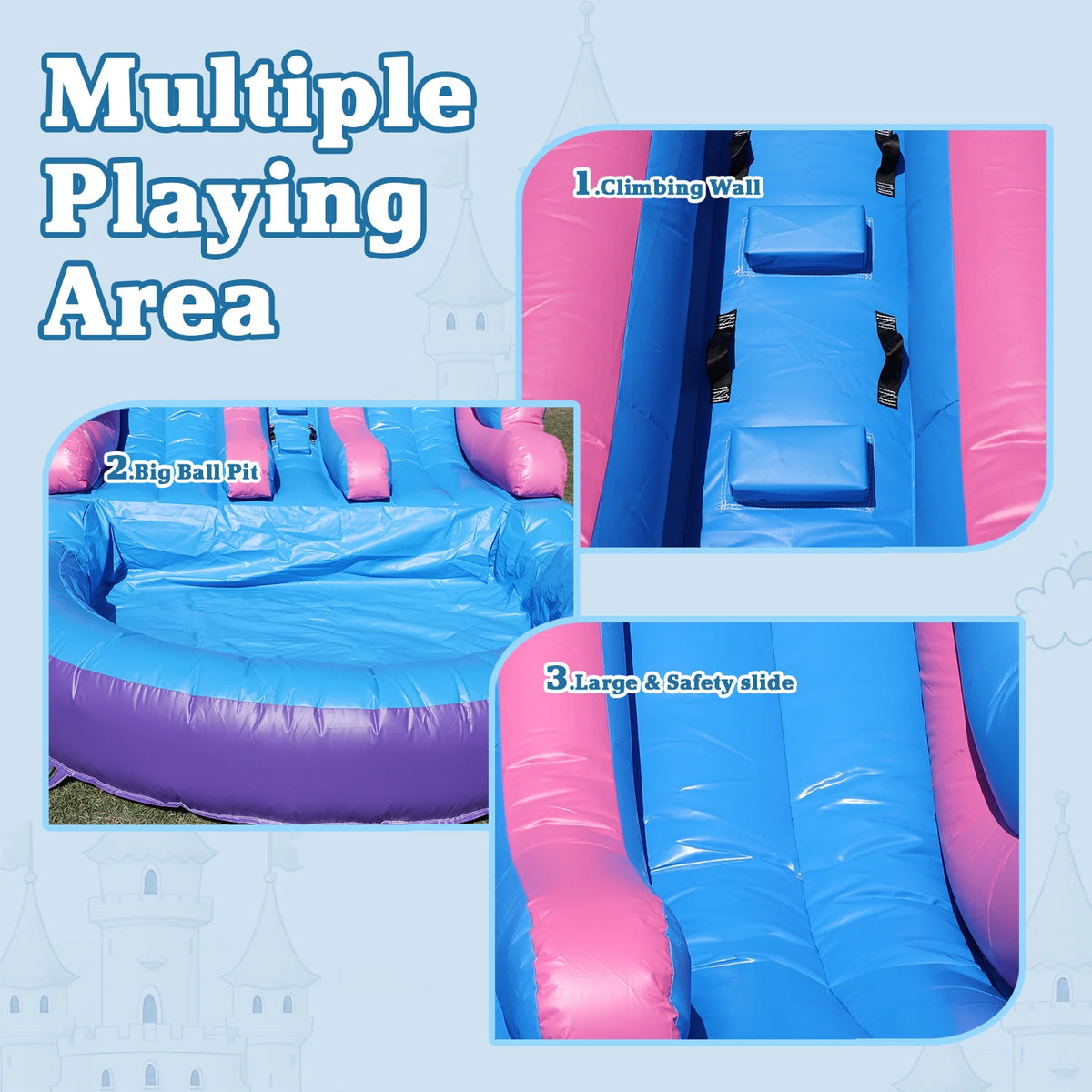 Giant Inflatable Dual Lane Water Slide Castle with Pool Wet Dry Combo Commercial Grade PVC Backyard Family Party 580x400x270cm