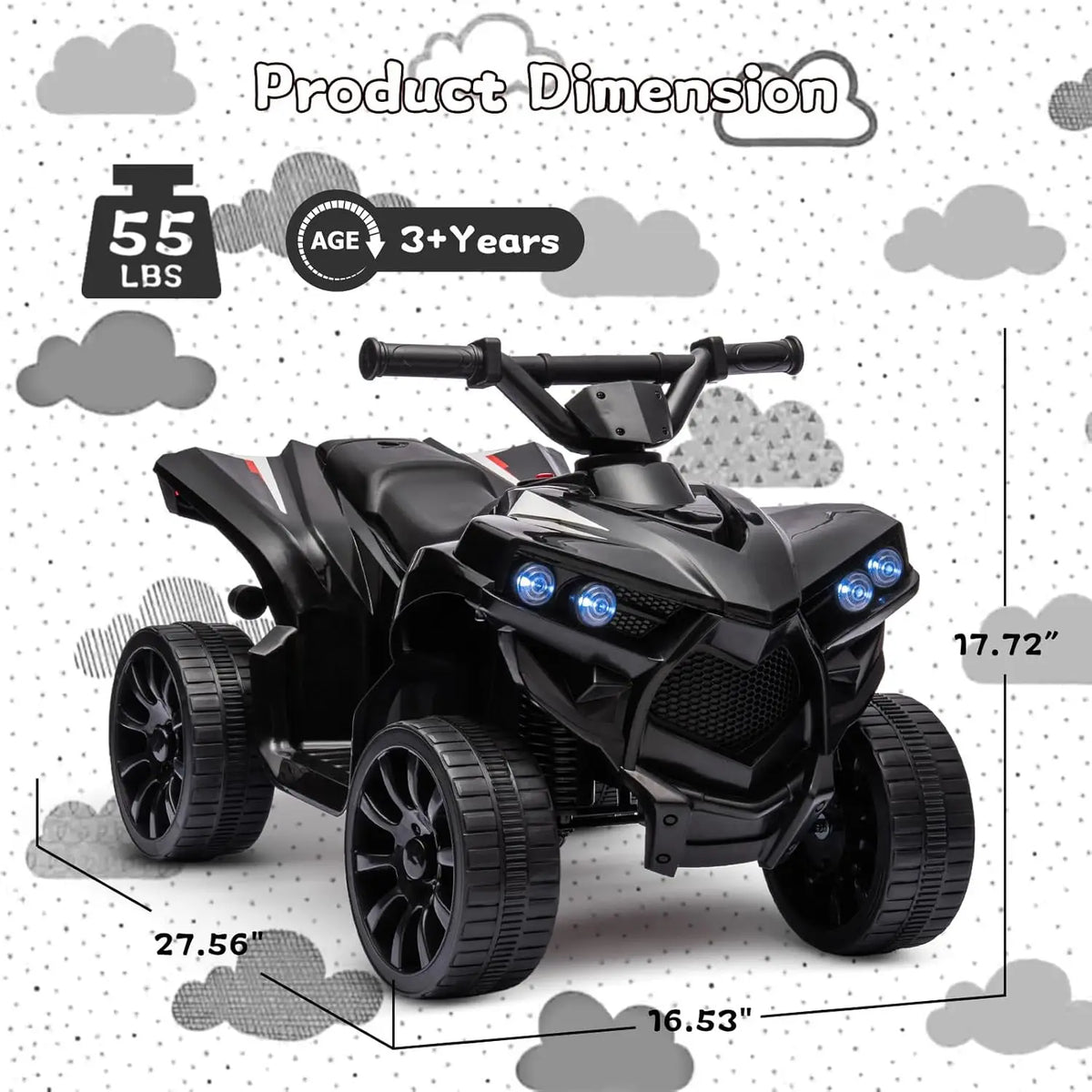 6V Ride on Toy, Kids ATV 4 Wheeler with 1.8MPH Max Speed, Wear-Resistant Wheels, Music & Foot Pedal, Electric Quad Car for Kids