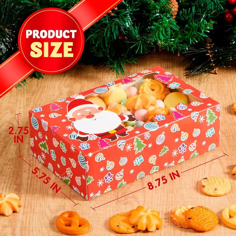 Joyfy Christmas Foil Treat Boxes With Window For Cookies and Pastries