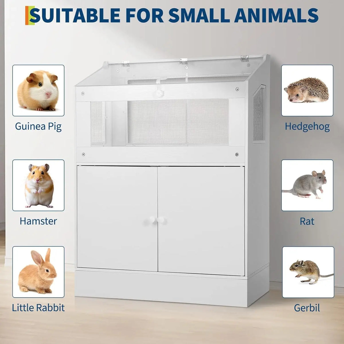 HiMISS Acrylic Indoor Animal Cage With Ventilated Storage Cabinet