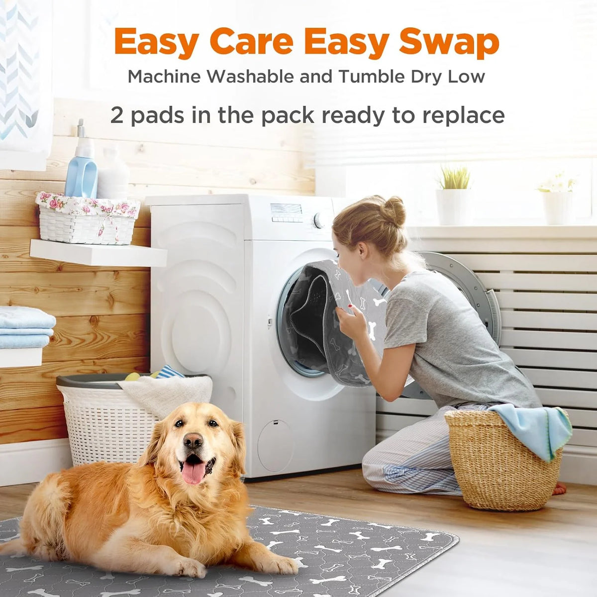 Washable Reusable Dog Pee Pads Absorbent Leak Proof Design