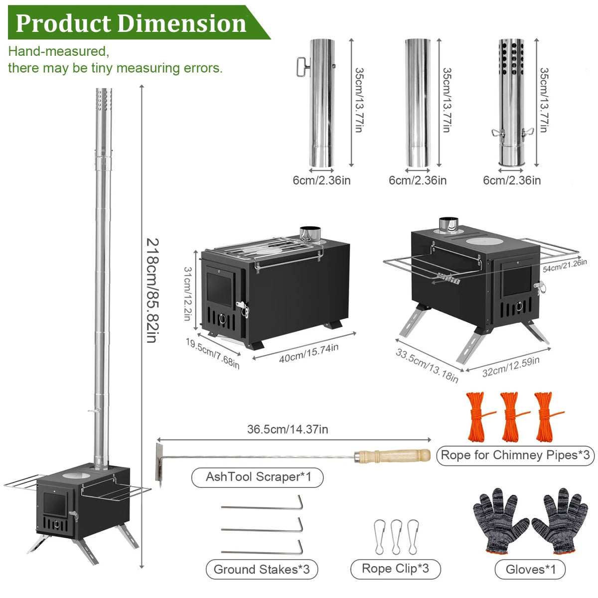 Portable Stainless Steel Wood Heating and Cooking Camp Stove