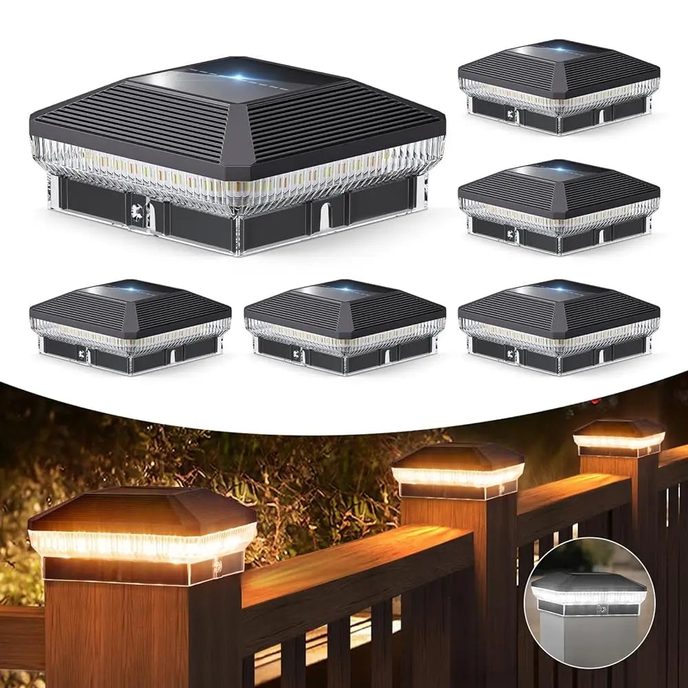 KPSTEK Solar Post Cap Lights Outdoor 3 Modes Waterproof Deck