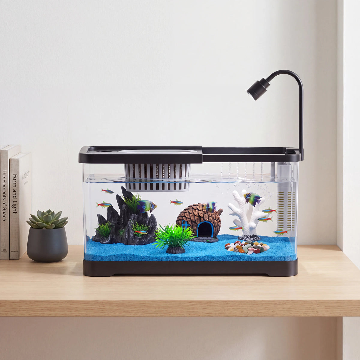 Compact Led Fish Tank Starter Kit With Oxygen Generator System