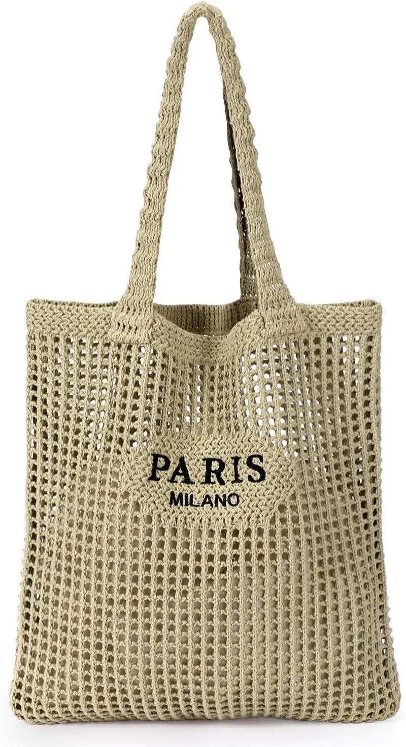 Hatisan Crochet Mesh Bohemian Tote Bag For Women Knit Purse