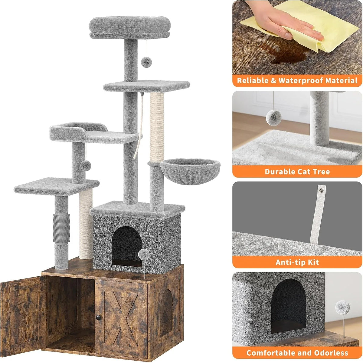 Contemporary Cat Condo With Hidden Litter Box And Scratcher