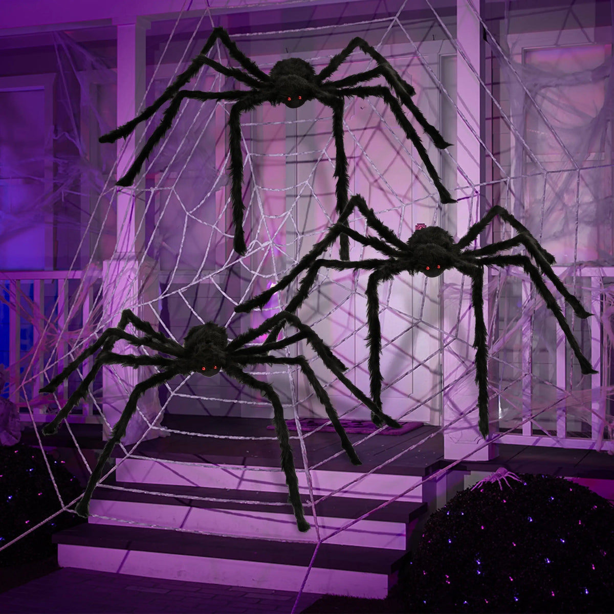 3 Pack 5 FT Giant Spider Halloween Decorations Scary Spider Halloween Decorations Outdoor Party Yard Decorations