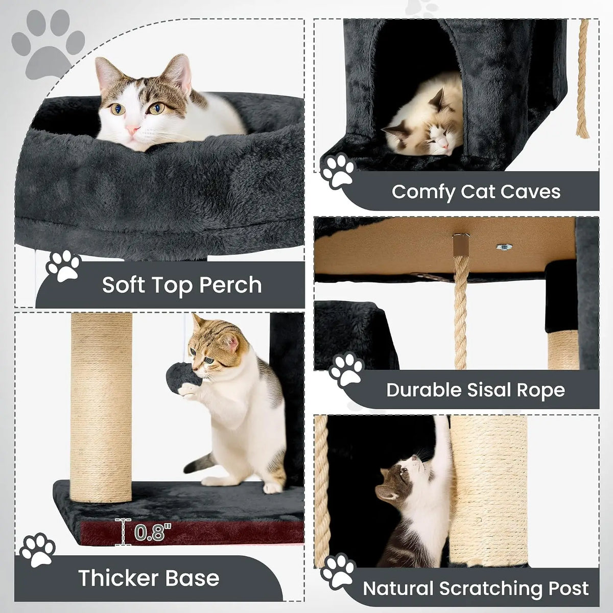 Multi Level Cat Tree Condo With Sisal Scratching Post And Cave